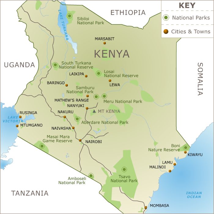 Kenya National Parks map